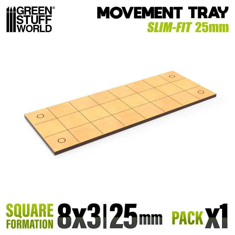 MDF Movement Trays - Slimfit Square 25 mm 8x3 | Movement Trays