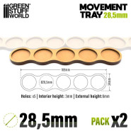 MDF Movement Trays - Skirmish AOS 28.5mm 5x1 | Movement Trays