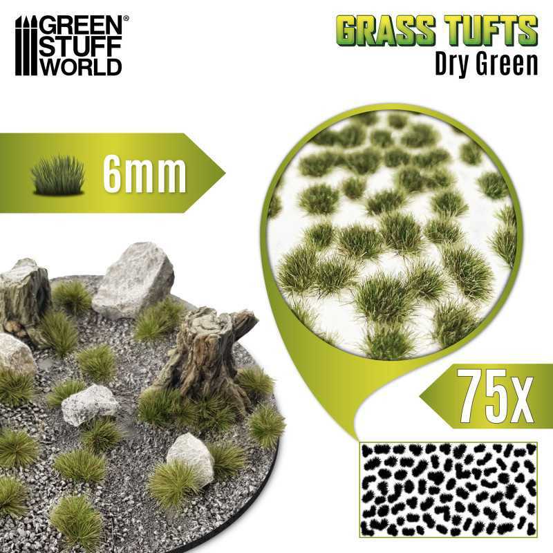 Grass TUFTS - 6mm self-adhesive - DRY GREEN | 6 mm Grass Tufts