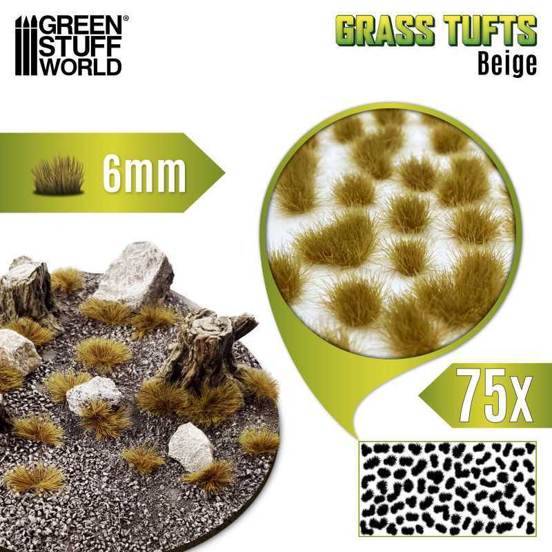 Grass TUFTS - 6mm self-adhesive - BEIGE | 6 mm Grass Tufts