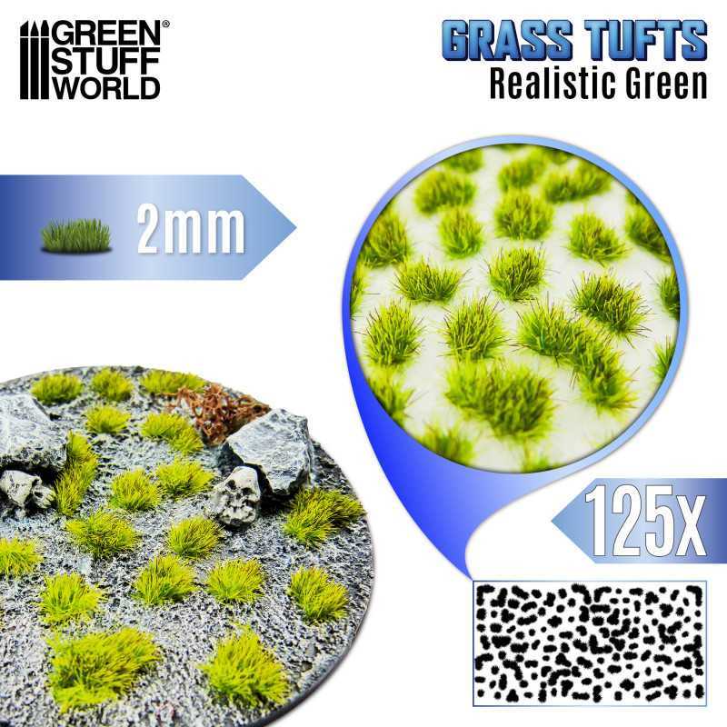 Grass TUFTS - 2mm self-adhesive - REALISTIC GREEN | 2 mm Grass Tufts