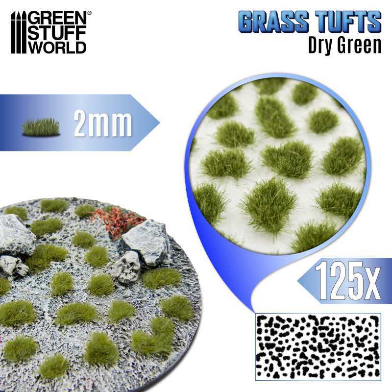 Grass TUFTS - 2mm self-adhesive - DRY GREEN | 2 mm Grass Tufts