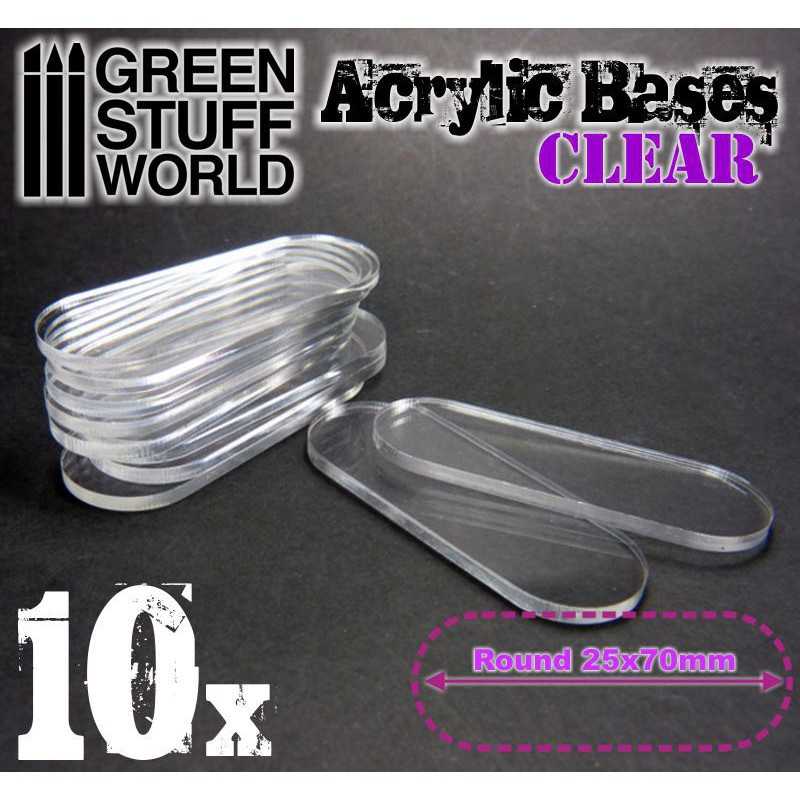Acrylic Bases - Oval Pill 25x70mm CLEAR | Hobby Accessories
