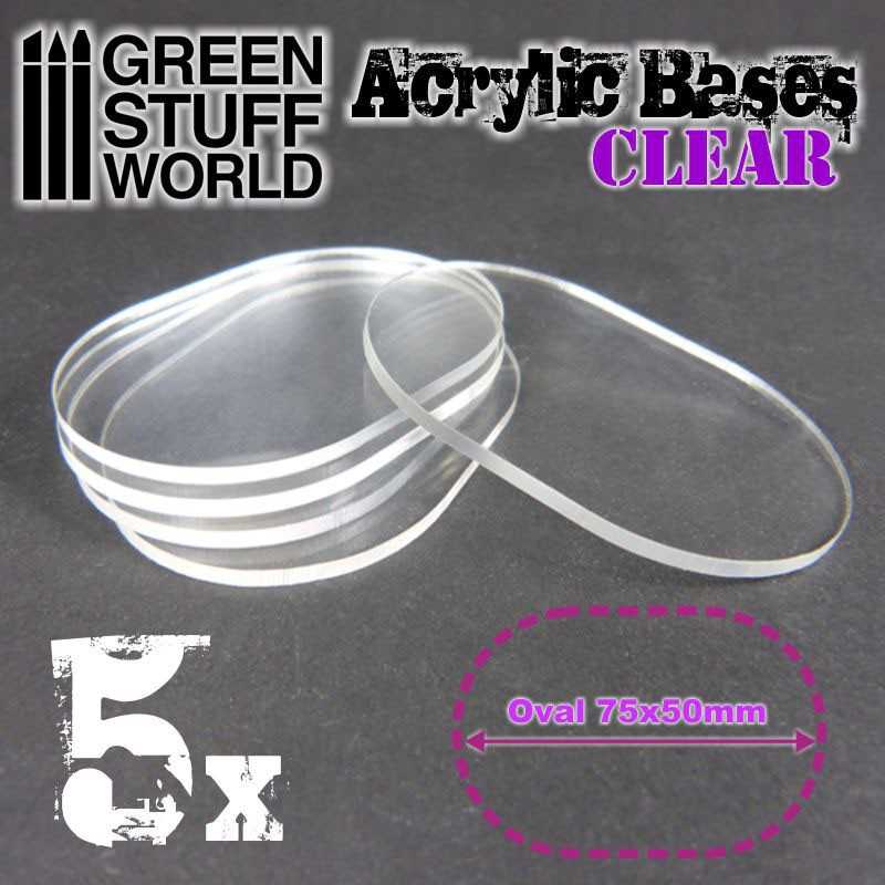Acrylic Bases - Oval Pill 75x50mm CLEAR | Hobby Accessories