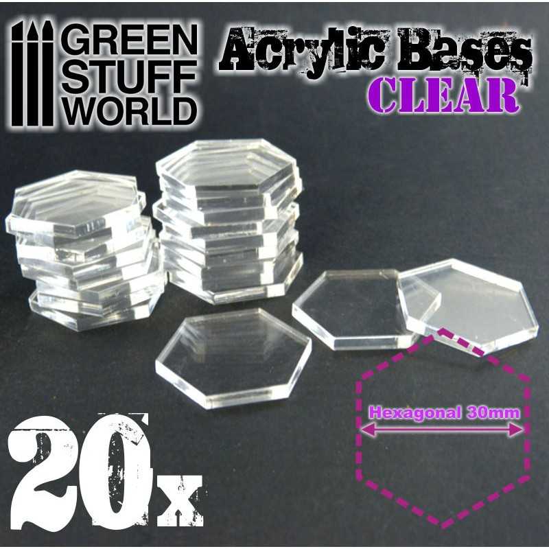 Acrylic Bases - Hexagonal 30 mm CLEAR | Acrylic Bases