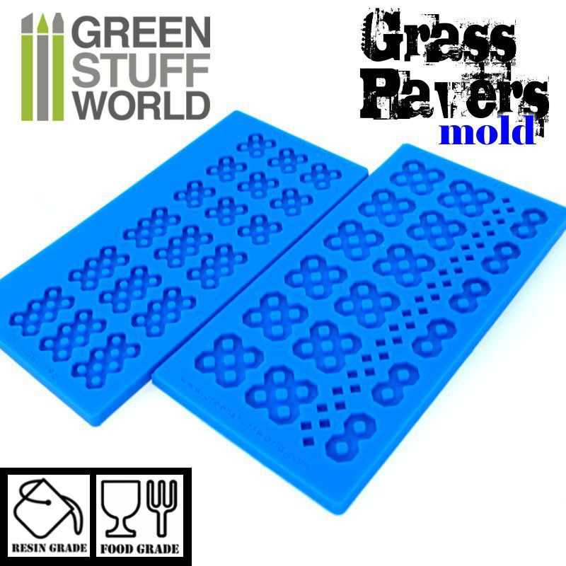 2x 硅胶模具 - 草坪砖 - 地形模具