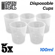 5x Disposable Measuring Cups 100ml | Empty Paint Pots