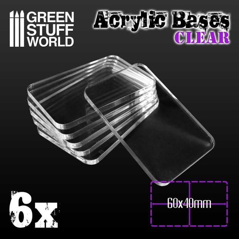 Acrylic Bases - Square 60x40mm CLEAR | Acrylic Bases