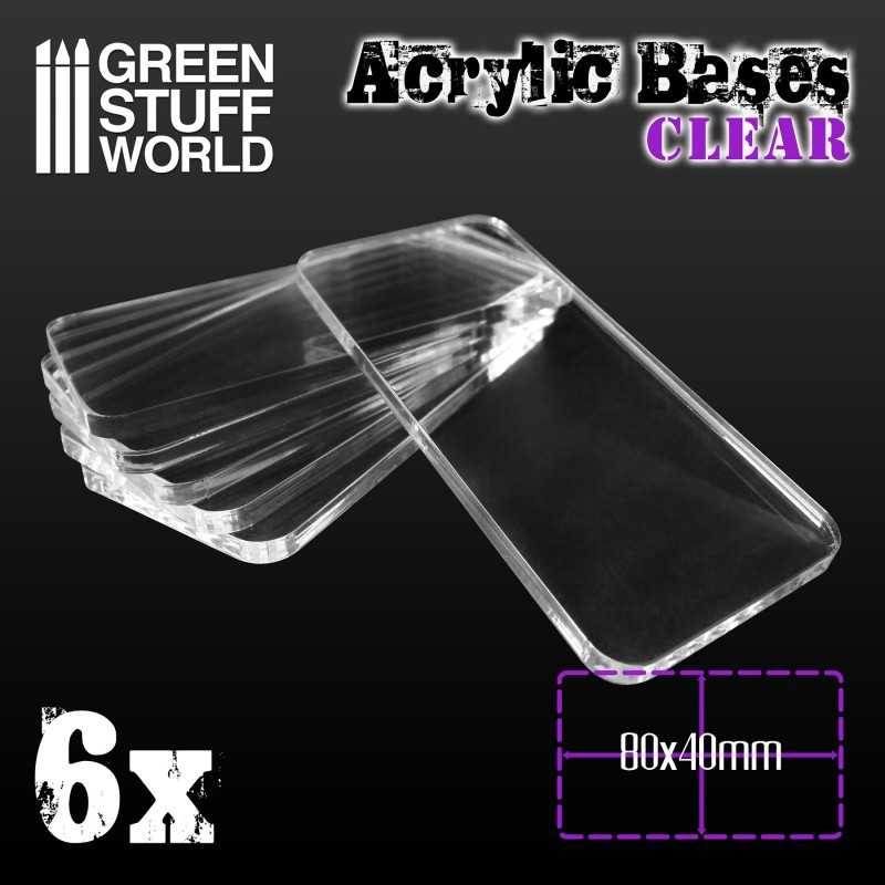 Acrylic Bases - Square 80x40mm CLEAR | Acrylic Bases