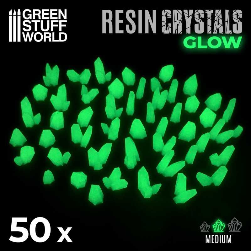 GREEN GLOW Resin Crystals - Medium | Transparent resin