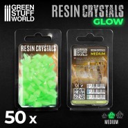 GREEN GLOW Resin Crystals - Medium | Transparent resin