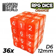 36x D6 12mm Dice - Orange