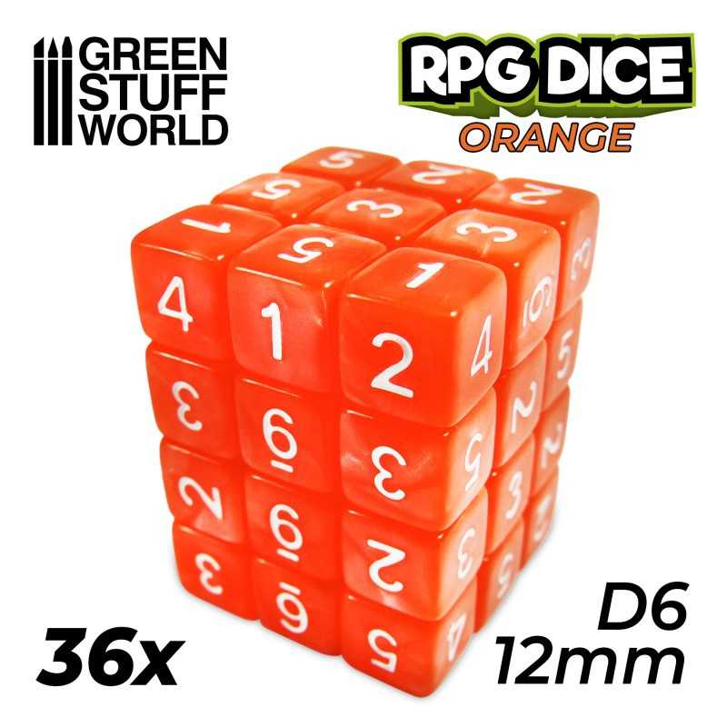 36x D6 12mm Dice - Orange | D6 Dice
