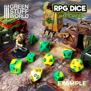 12x D6 16mm Dice - Lime Marble | D6 Dice