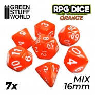 7x Mix 16mm Dice - Orange