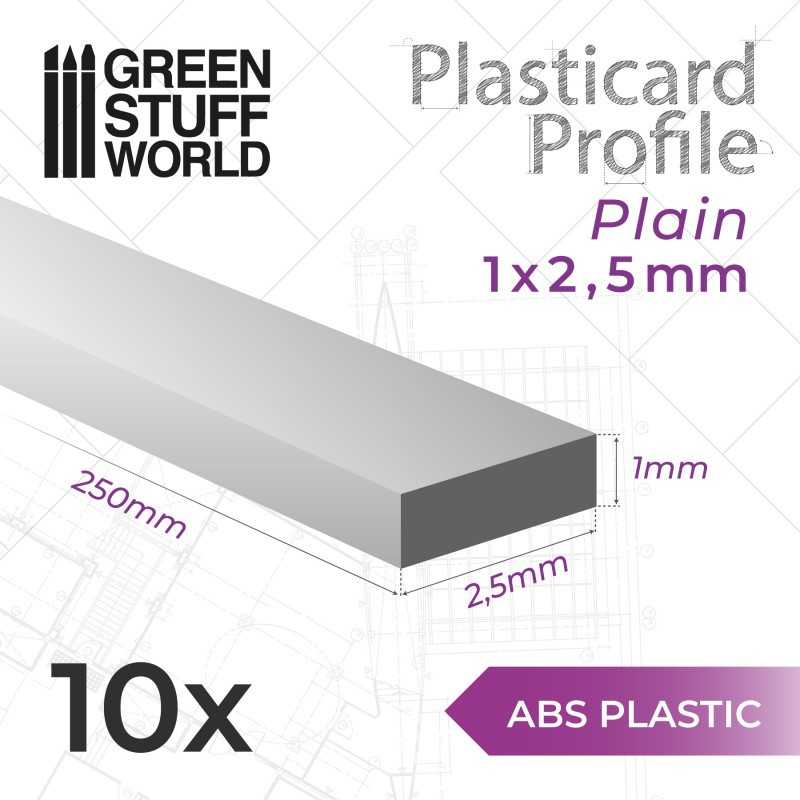 ABS Plasticard - Profile PLAIN 2.5mm | Flat Profiles