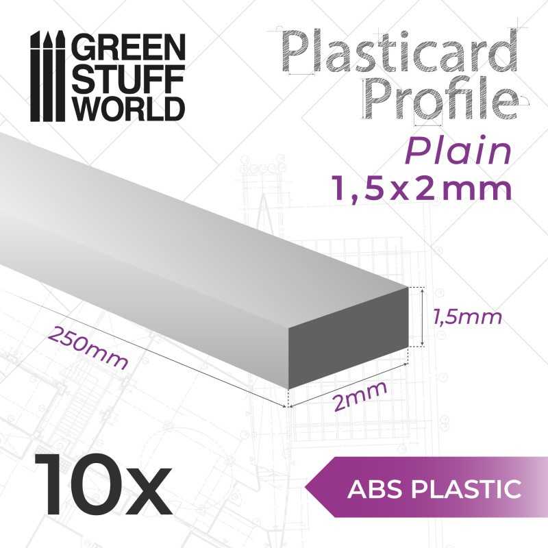 ABS Plasticard - Profile RECTANGLED ROD 1.5x2 mm | Squared profiles