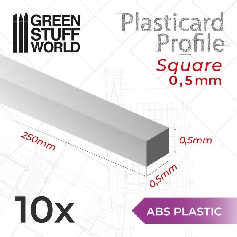 Plasticard 正方形棒材 0.5mm - 方形