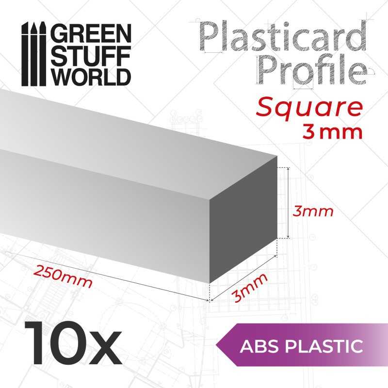Plasticard 正方形棒材 3 mm - 方形