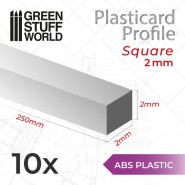 Plasticard 正方形棒材 2 mm - 方形