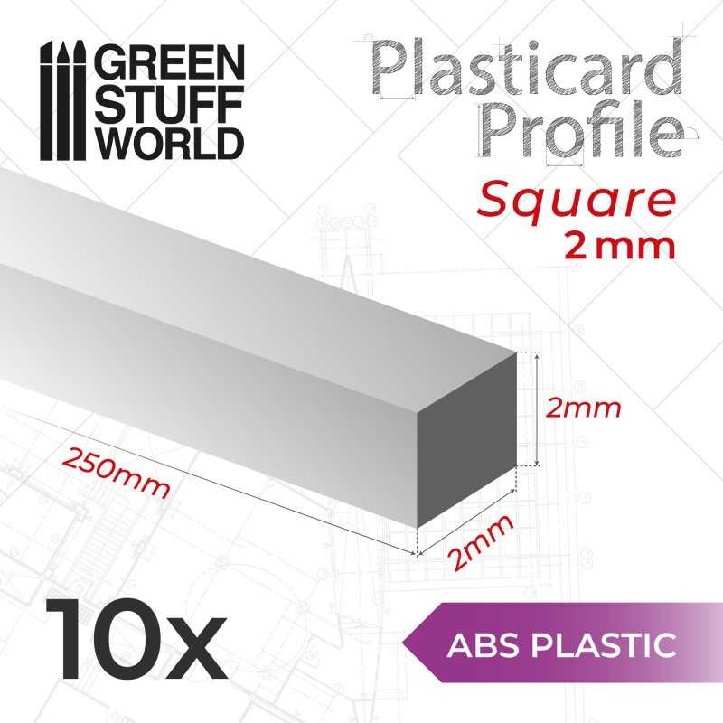 Plasticard 正方形棒材 2 mm - 方形