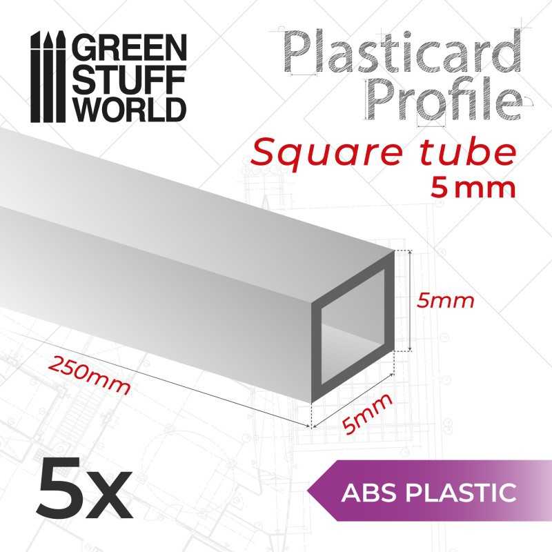 ABS Plasticard - Profile SQUARED TUBE 5mm | Squared profiles