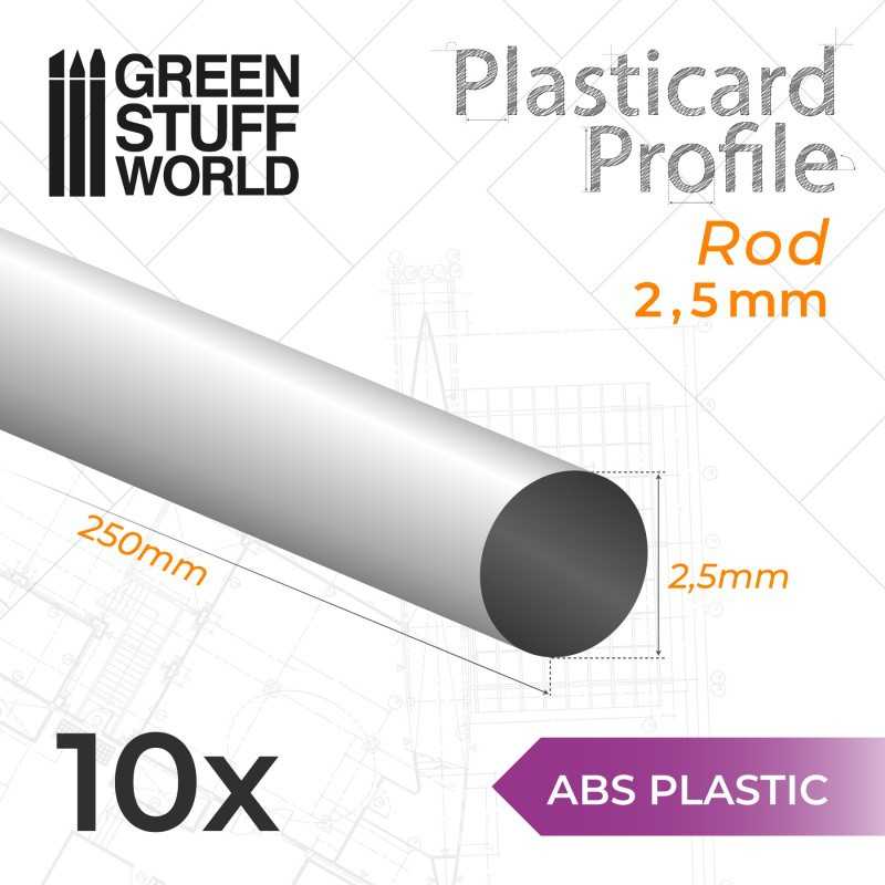 ABS Plasticard - Profile ROD 2,5mm | Round Profiles