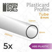 ABS Plasticard - Profile TUBE 8mm | Round Profiles