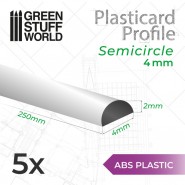 ABS Plasticard - Profile SEMICIRCLE 4mm | Other Profiles