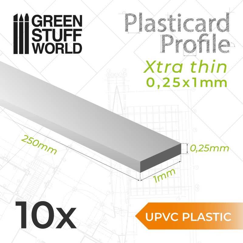 uPVC Plasticard - 超薄板材 0.25x1 mm - 扁平