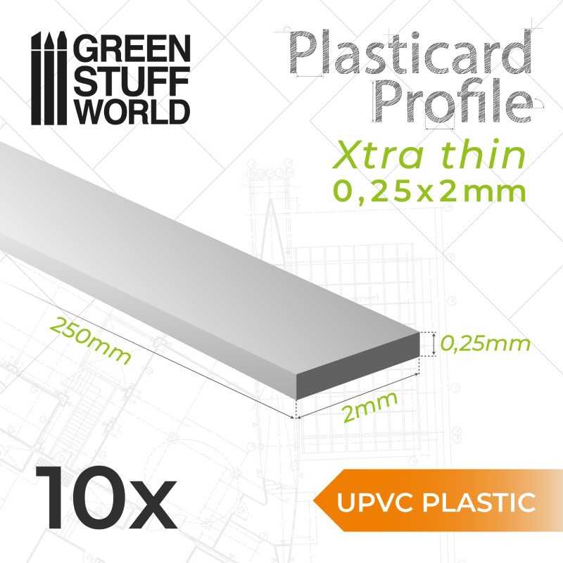 uPVC Plasticard - Profile Xtra-thin 0.25mm x 2mm | Flat Profiles