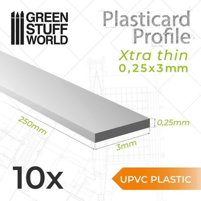 uPVC Plasticard - 超薄板材 0.25x3 mm - 扁平