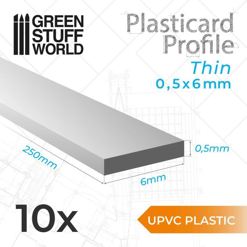 uPVC Plasticard - Thin 0.50mm x 6mm | Flat Profiles