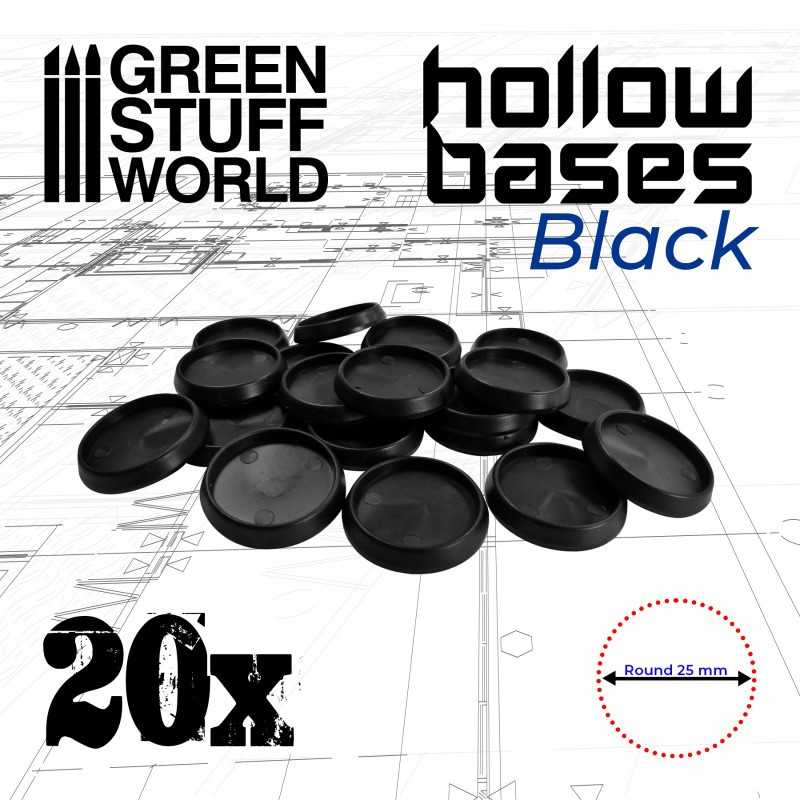 Hollow Plastic Bases - BLACK 25mm | Hobby Accessories