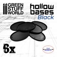 Hollow Plastic Bases - BLACK Oval 60x35mm | Hobby Accessories