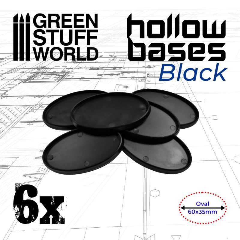 Hollow Plastic Bases - BLACK Oval 60x35mm | Hobby Accessories
