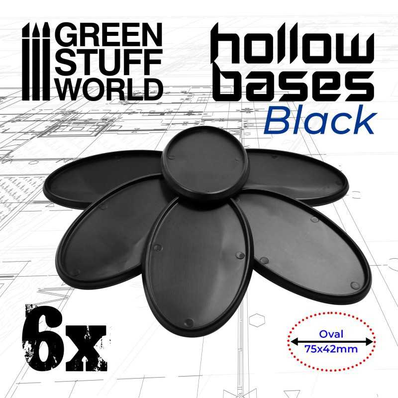 Hollow Plastic Bases - BLACK Oval 75x42mm | Hobby Accessories