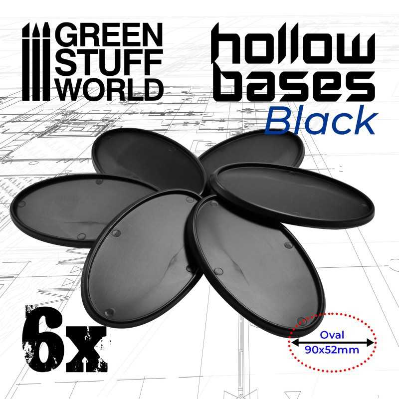 Hollow Plastic Bases - BLACK Oval 90x52mm | Hobby Accessories