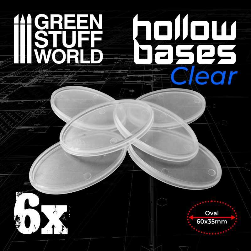 Hollow Plastic Bases -TRANSPARENT - Oval 60x35mm | Hobby Accessories
