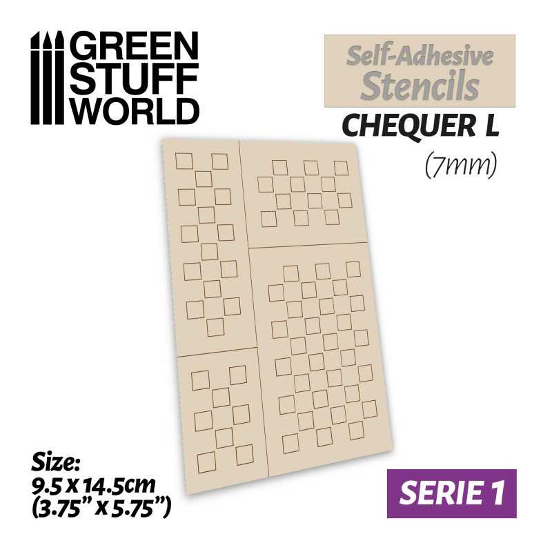 Self-adhesive stencils - Chequer L - 7mm | Adhesive stencils