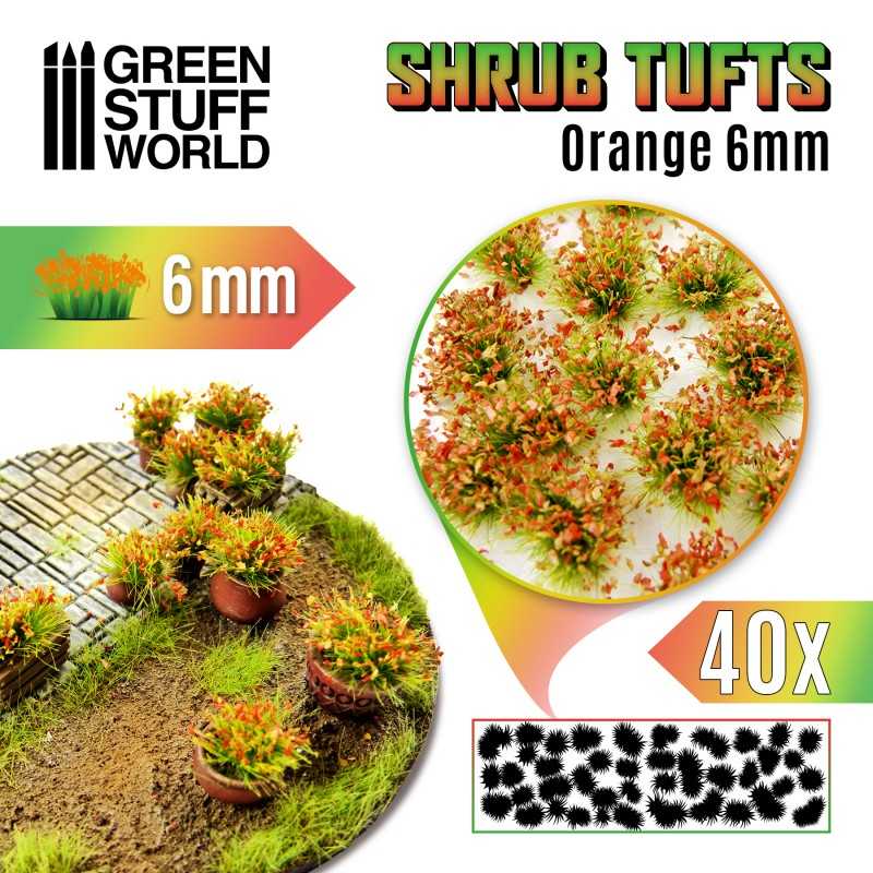 Shrubs TUFTS - 6mm self-adhesive - ORANGE | Blossom Tufts