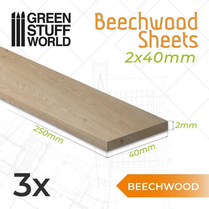 榉木板 2x40x250mm - 木质板材