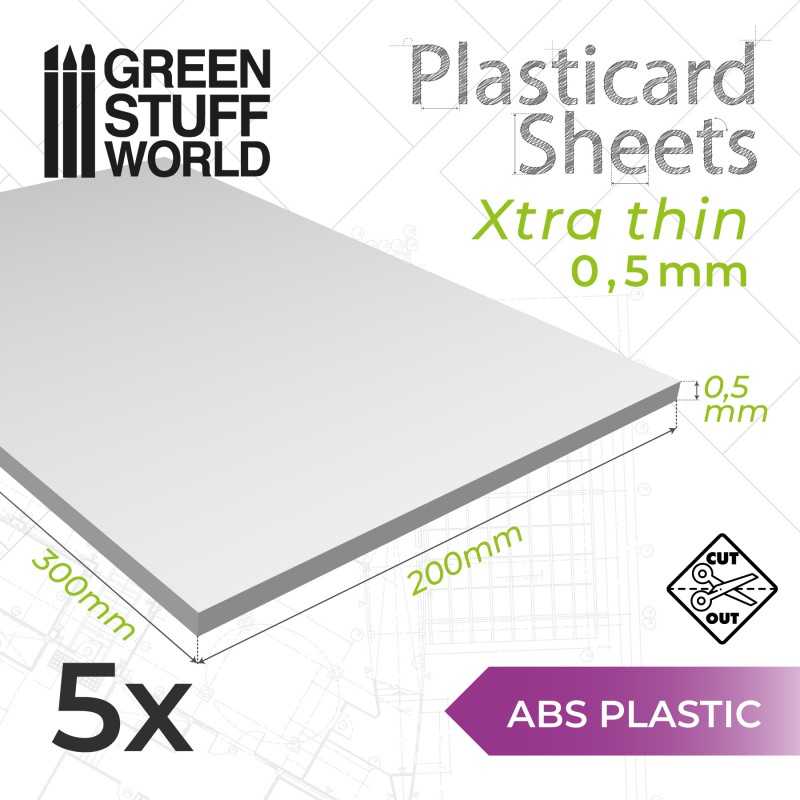 Plasticard板 0.5 mm - 5板一組 - 塑膠板