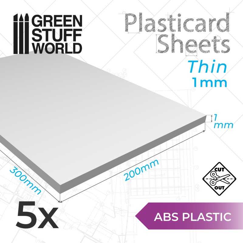 Plasticard板 1 mm - 5板一組 - 塑膠板