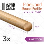 Pinewood round rod 8x250mm | Wood Profiles