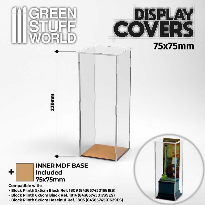 Acrylic Display Covers 75x75mm (22cm high) | Miniature Display Cases
