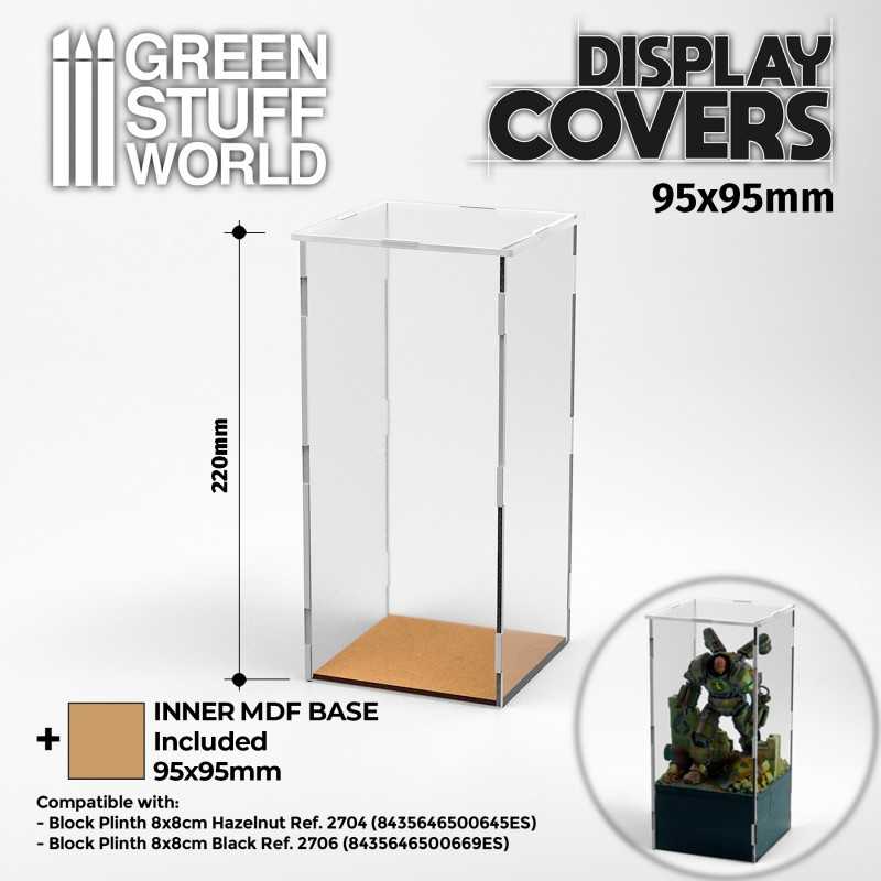 Acrylic Display Covers 95x95mm (22cm high) | Miniature Display Cases
