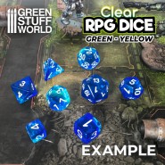 7x Mix 16mm Dice - Clear Blue/Turquoise | DnD dice set