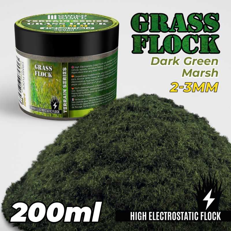 Static Grass Flock 2-3mm - DARK GREEN MARSH - 200 ml | Grass 2-3 mm