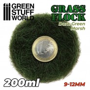 Static Grass Flock 9-12mm - DARK GREEN MARSH - 200 ml | Grass 9-12 mm